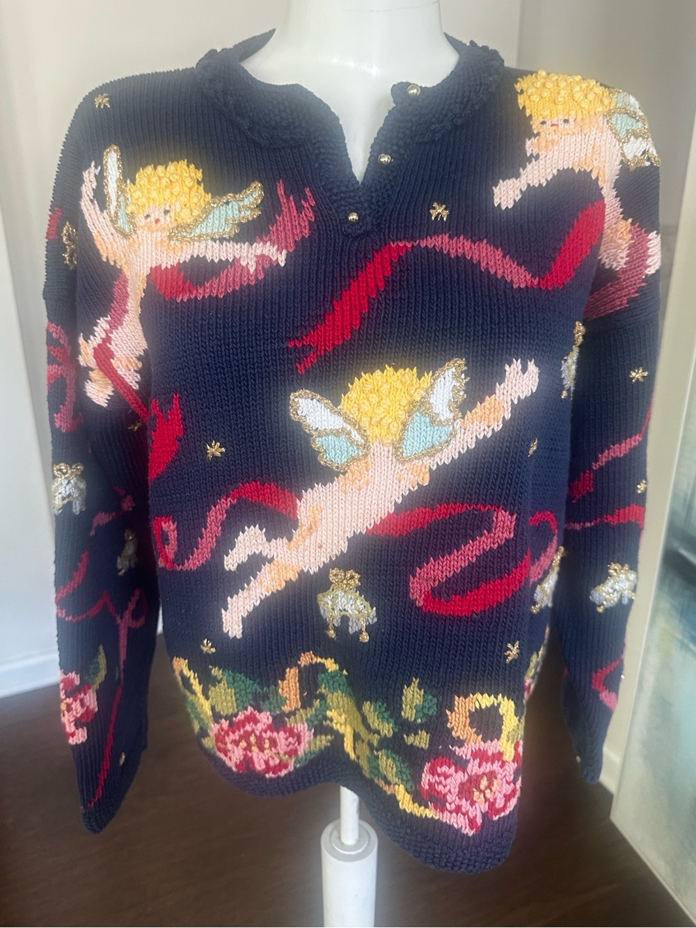 Berek 1992 Rare Hand Knit Pullover Pima Cotton Novelty Sweater S